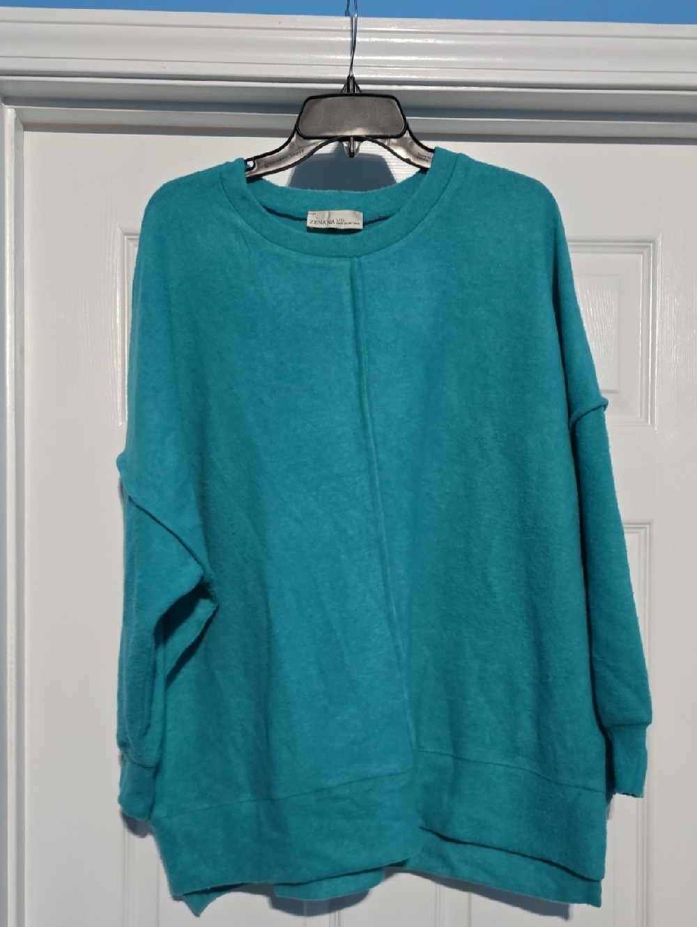 Zenana Outfitters Teal Crewneck Pullover